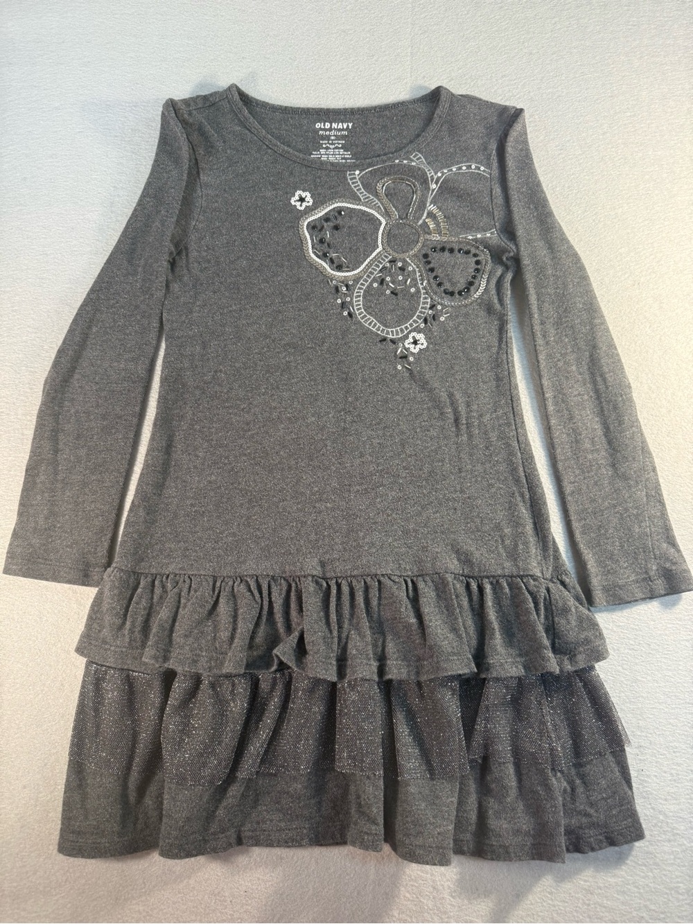 Girls Gray Long Sleeved Dress Size 8